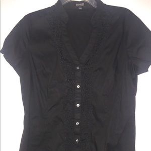 Black Express short sleeve button up blouse, large
